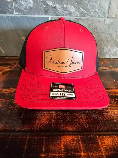 Red Richardson 112 with a natural leather Andria Weaver Photography patch