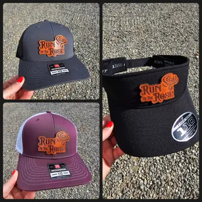 Run at the Rose hats with rust leather patches